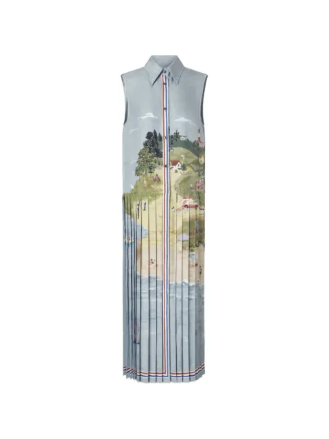 Thom Browne Nantucket scenic-print midi shirt dress Blue FDSF57UF1255