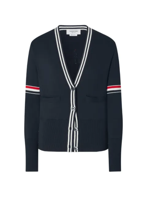 Thom Browne sailboat-jacquard RWB-stripe cardigan Blue FKC717AY3004