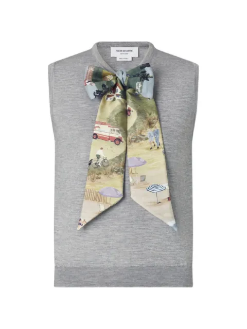 Thom Browne Nantucket scenic cashmere silk shell top Grey FKV232AY2020