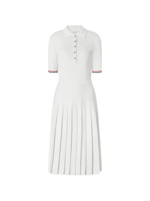 Thom Browne rib-stitch midi polo dress White FKD185BY3009