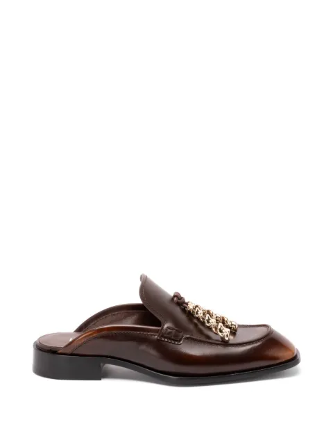 LOEWE chain-embellished leather mule loafers Brown L814379X71