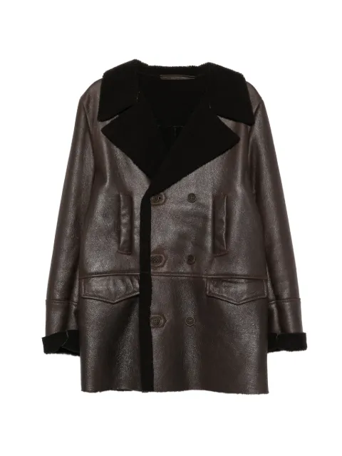 Salvatore Santoro double-breasted shearling-collar coat Brown 49588