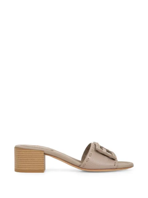 FENDI Baguette whipstitch-trim heeled sandals Neutrals 8R8862AQY2