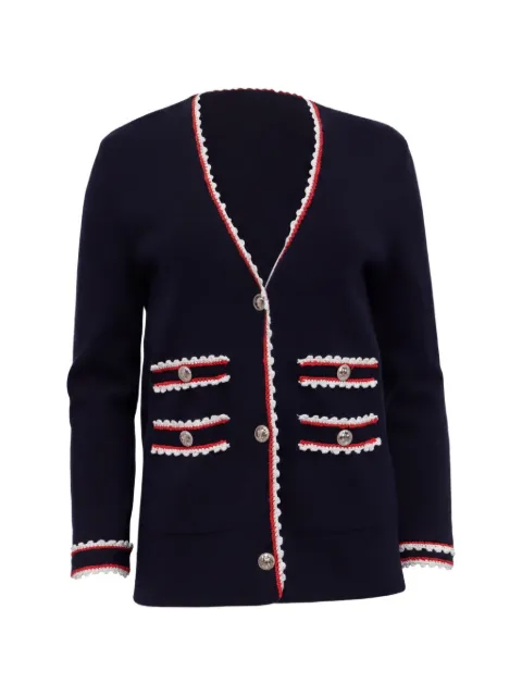 Maje Moulinette contrast-trim cardigan Blue RFCPUUSCL727995W