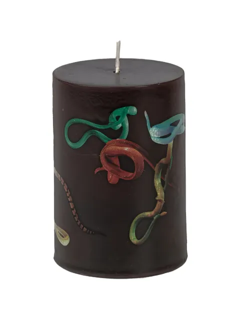 Seletti Toiletpaper snake-print candle Brown 14087