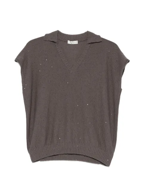 PANICALE sequin-embellished V-neck T-shirt Brown D380522V