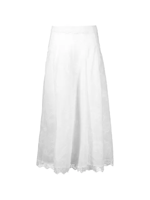Waimari Kaluha lace-trimmed embroidered maxi skirt White F264CTWWHITE