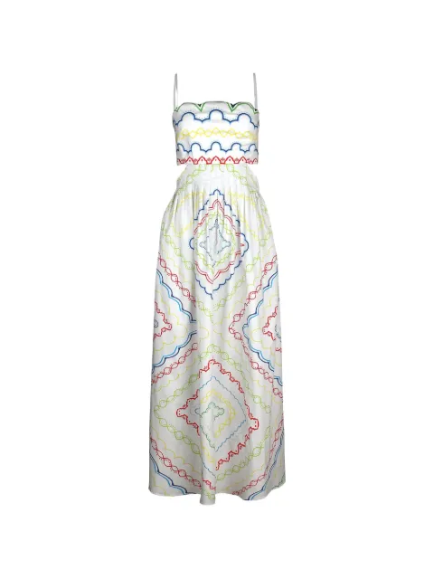 Mary Katrantzou Finley geometric-print cutout midi dress White SS26D52BLANCHETTO