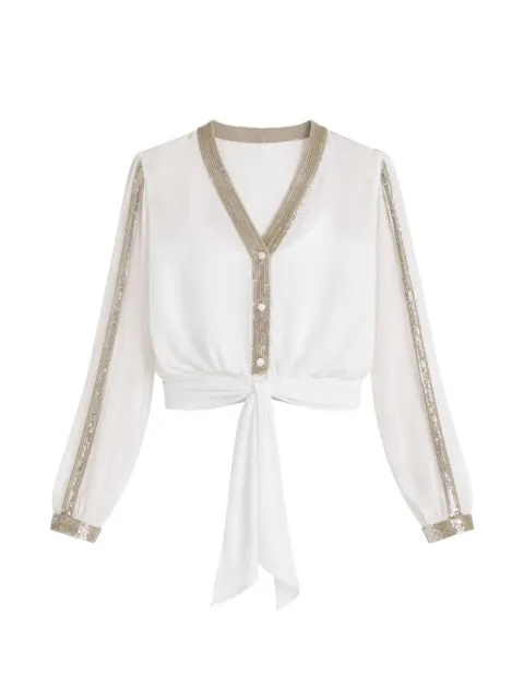 Temperley London Filigree sequin-embellished blouse White 26UFGS55088