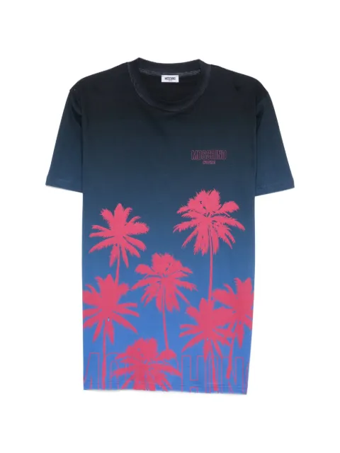 Moschino palm-tree-print ombré T-shirt Blue V3A07039424