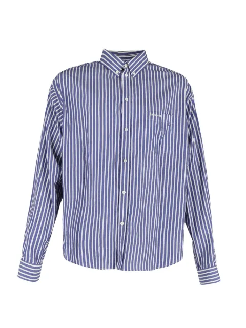 Balenciaga Pre-Owned logo-embroidered striped shirt Blue BAPUGBCL728157M