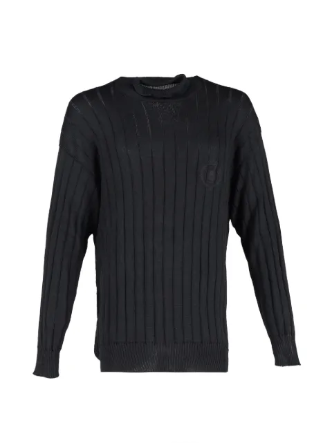 Balenciaga Pre-Owned 2023 crest-embroidered ribbed sweater Black BAPUGBCL728178M