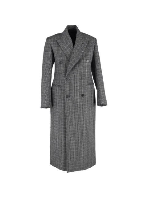 Balenciaga Pre-Owned 2023 check-patterned double-breasted coat Grey BAPUGBCL728167M