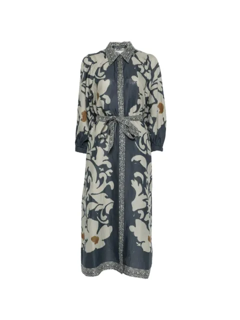 Luisa Cerano floral-print ramie dress Blue 7386543844
