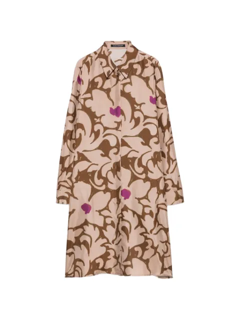 Luisa Cerano floral-print long-sleeve shirt midi dress Neutrals 7386583838