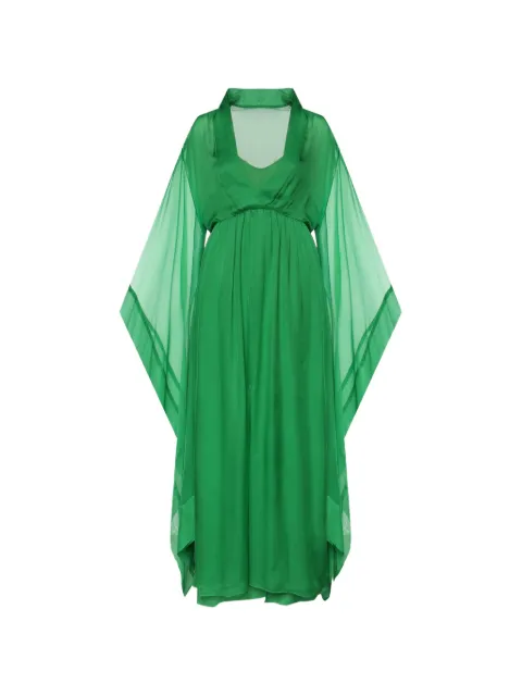 Alberta Ferretti sheer-panelled silk maxi dress Green A04620115394