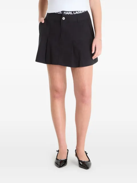 Karl Lagerfeld Jeans logo-waistband pleated skirt Black B2W12029999