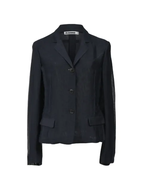 Jil Sander Pre-Owned Raw edge single-breasted blazer Blue NAPPUHKCL398009W