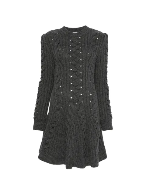 Alexander McQueen cable-knit pointelle-detail dress Grey 848815Q1BE1