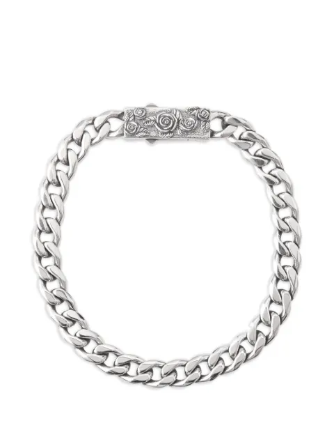 Emanuele Bicocchi rose-engraved curb-link bracelet Silver KLB6