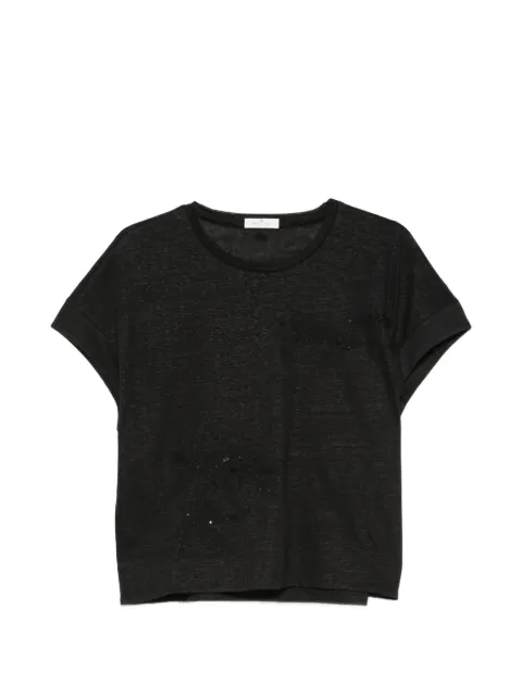 PANICALE sequin-embellished floral-embroidered T-shirt Black D381641G