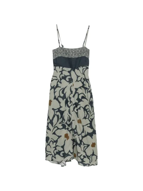Luisa Cerano floral-print smocked midi dress Grey 7386533844