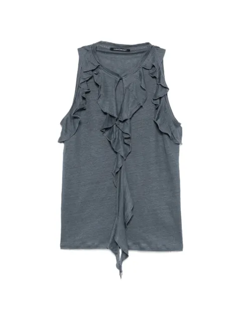 Luisa Cerano ruffled sleeveless top Blue 3383677687