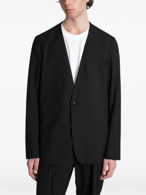 Attachment collarless single-breasted jacket Black AG61065