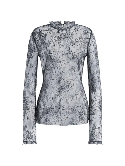 Alberta Ferretti embroidered sequin-embellished lace blouse Black V021816200290