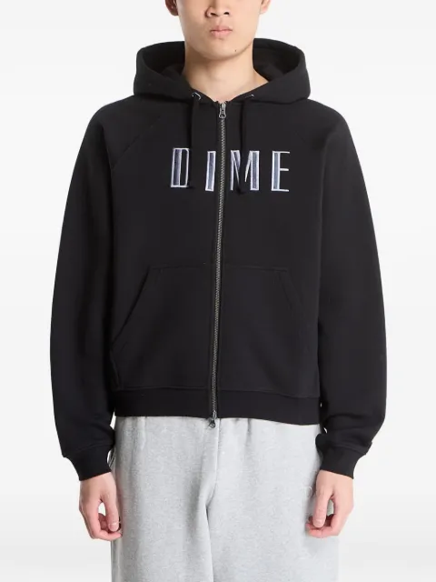 dime logo-embroidered zip-up hoodie Black DIMESP2648