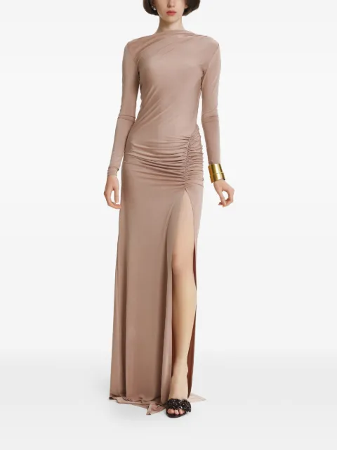 2310 STUDIO ruched-detail backless maxi dress Neutrals FF66