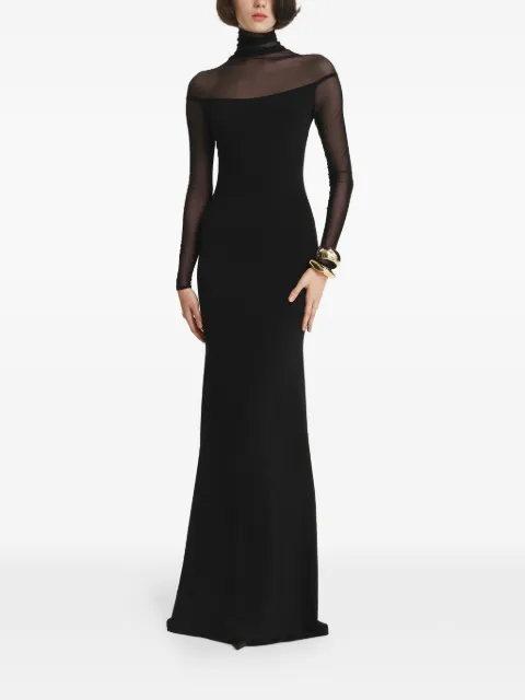 2310 STUDIO mesh-panelled high-neck maxi dress Black FF83