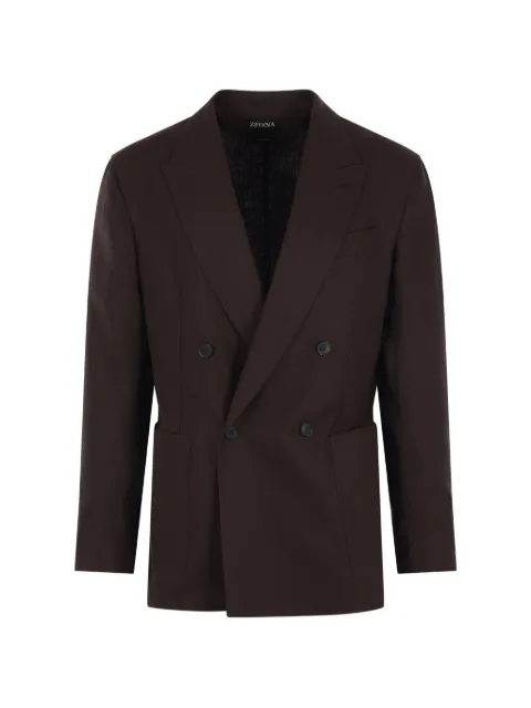 Zegna double-breasted peak-lapel blazer Brown 1DJ3S0373528A37