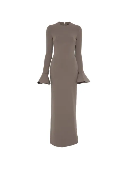 Solace London Alicia flare-sleeve maxi dress Grey OS47023