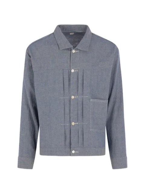 TAIGA TAKAHASHI pleated herringbone jacket Blue TTSS26309JB0111