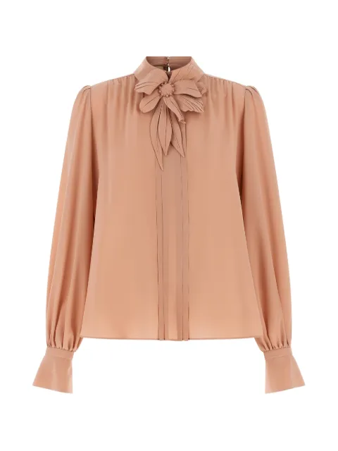Valentino Garavani embroidered crepe de chine top Neutrals BAEBX021B