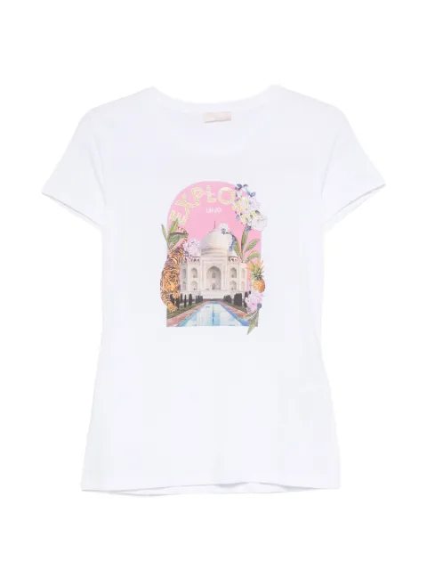 LIU JO graphic-print rhinestone-embellished T-shirt White WA6476JS923