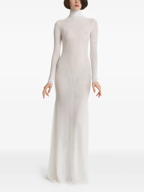 2310 STUDIO mesh high-neck maxi dress White FF59