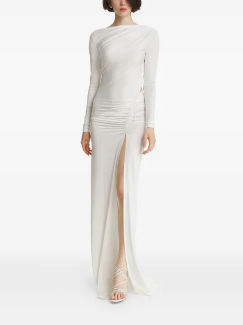 2310 STUDIO ruched open-back maxi dress White FF66