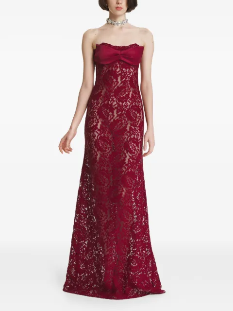2310 STUDIO bow-detail lace dress Red FF79