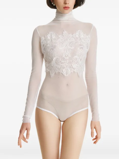 2310 STUDIO lace-panelled high-neck bodysuit White FF73