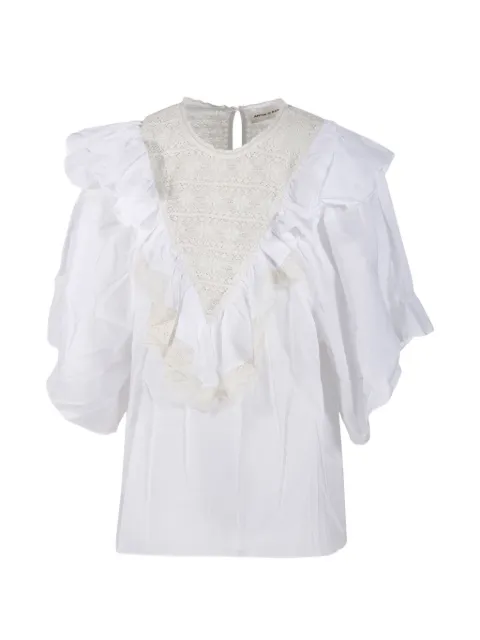 Antik Batik Dolly ruffled lace-panel blouse White DOLLY