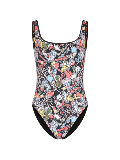 Fiorucci graphic-print swimsuit Black W26SSBCO001LY01MU01