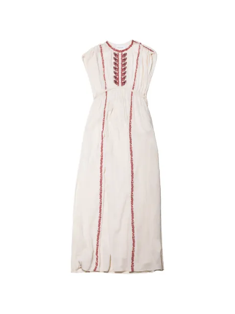 MARANT ÉTOILE Liviane embroidered rope-belt dress Neutrals 26PRO1050FAD1J16E