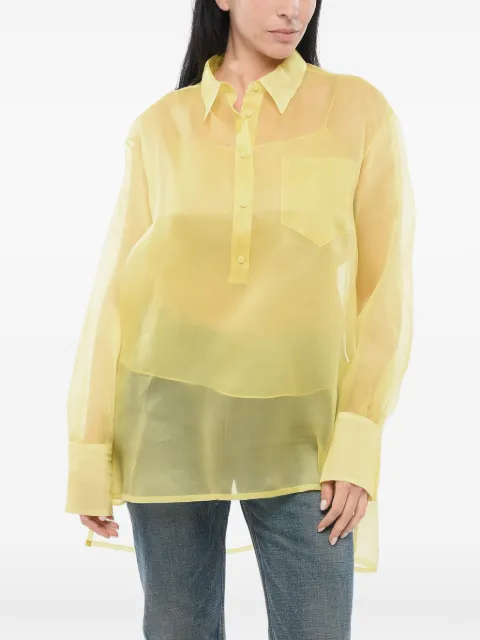 SUPER BLOND asymmetric oversized silk polo top Yellow SHIRTVTANKTOPGIALLO
