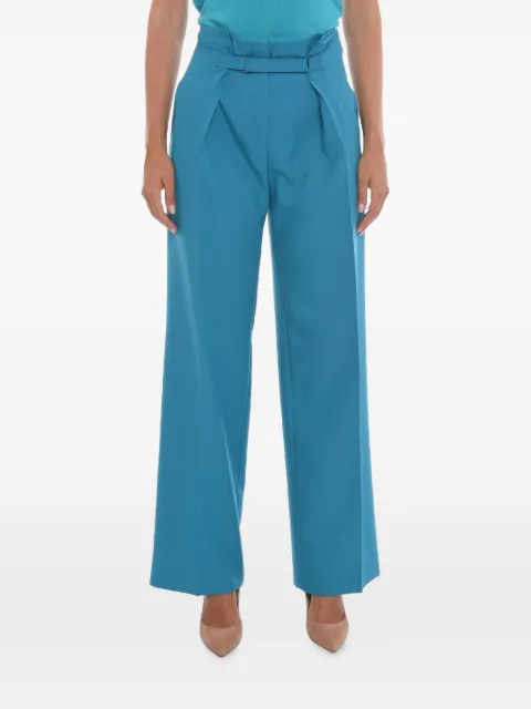 SUPER BLOND buckle-fastening pleated trousers Blue TROUSERAPETROLIO