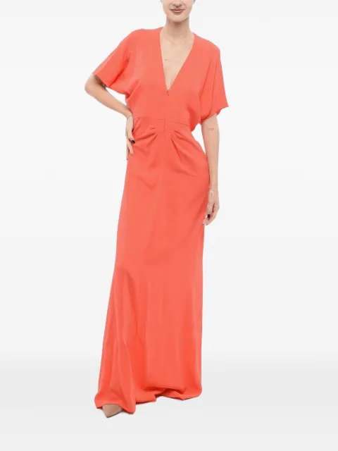SUPER BLOND V-neck butterfly-sleeve maxi dress Orange BDRESS1617