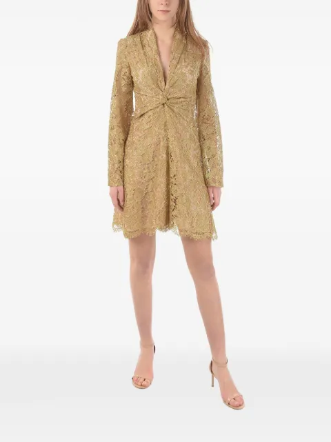 SUPER BLOND macramé ruched mini dress Gold SBSHORTLACEDRESS02