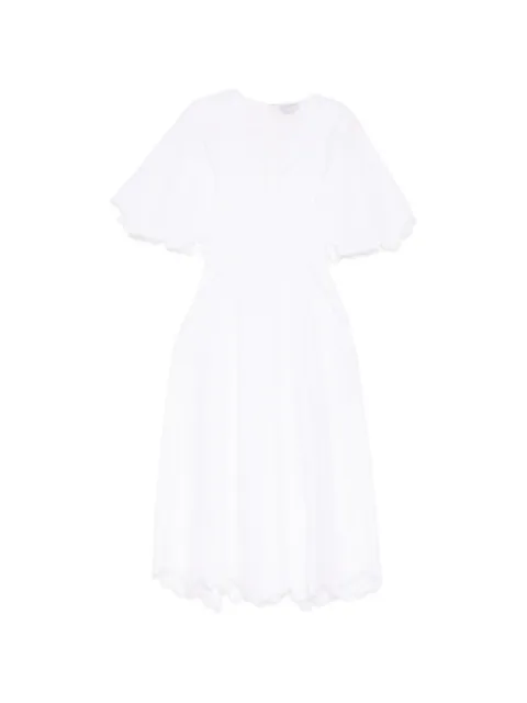 Gabriela Hearst frayed-edge V-neck dress White 2264139T119