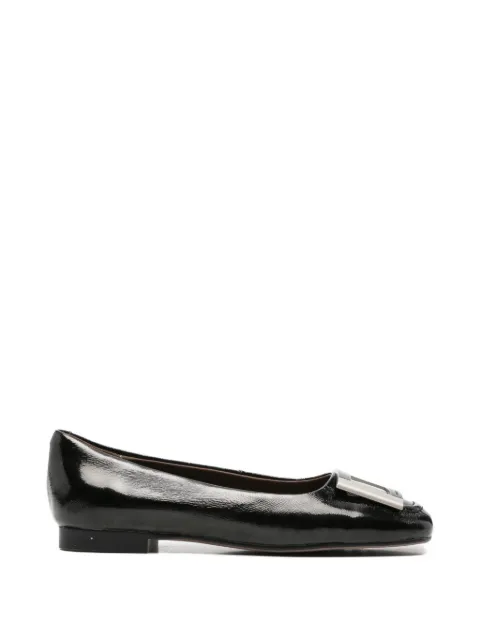 LINDA BAUMANN buckle-detail square-toe ballet flats Black 658526126